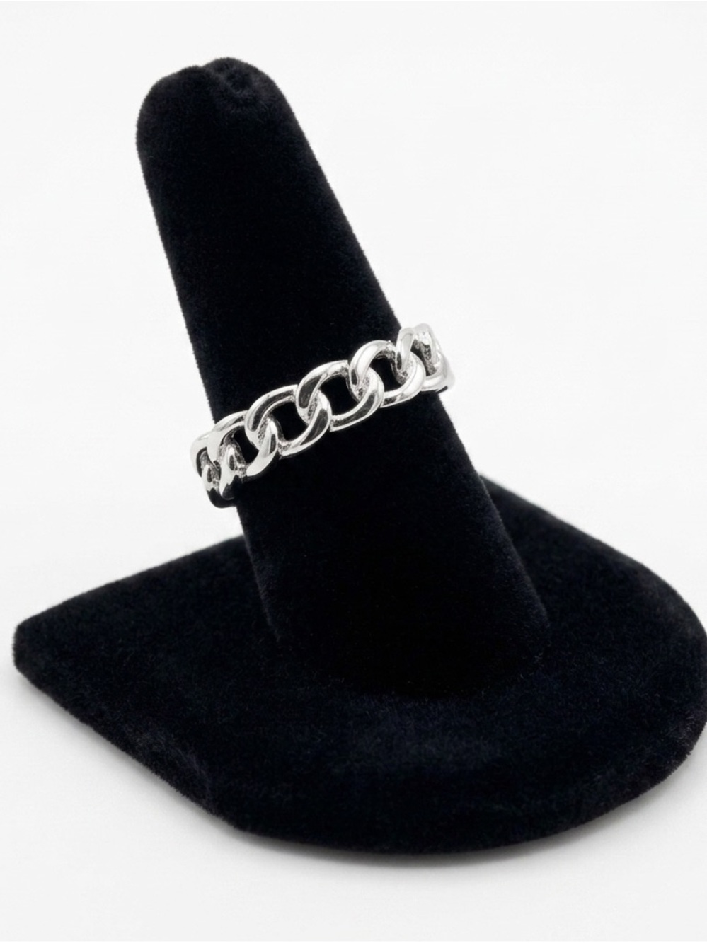 New Sterling Silver Handmade Bohemian Chain Link Half Band Minimalist Ring